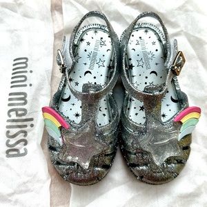 MINI MELISSA Size 9 Silver Jelly Sandals